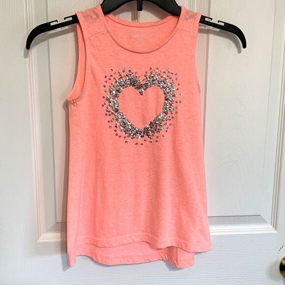 Girls Orange Tank Tops Glitter Sequin Children's Place Size 7/8 Off Shoulder - Picture 3 of 11